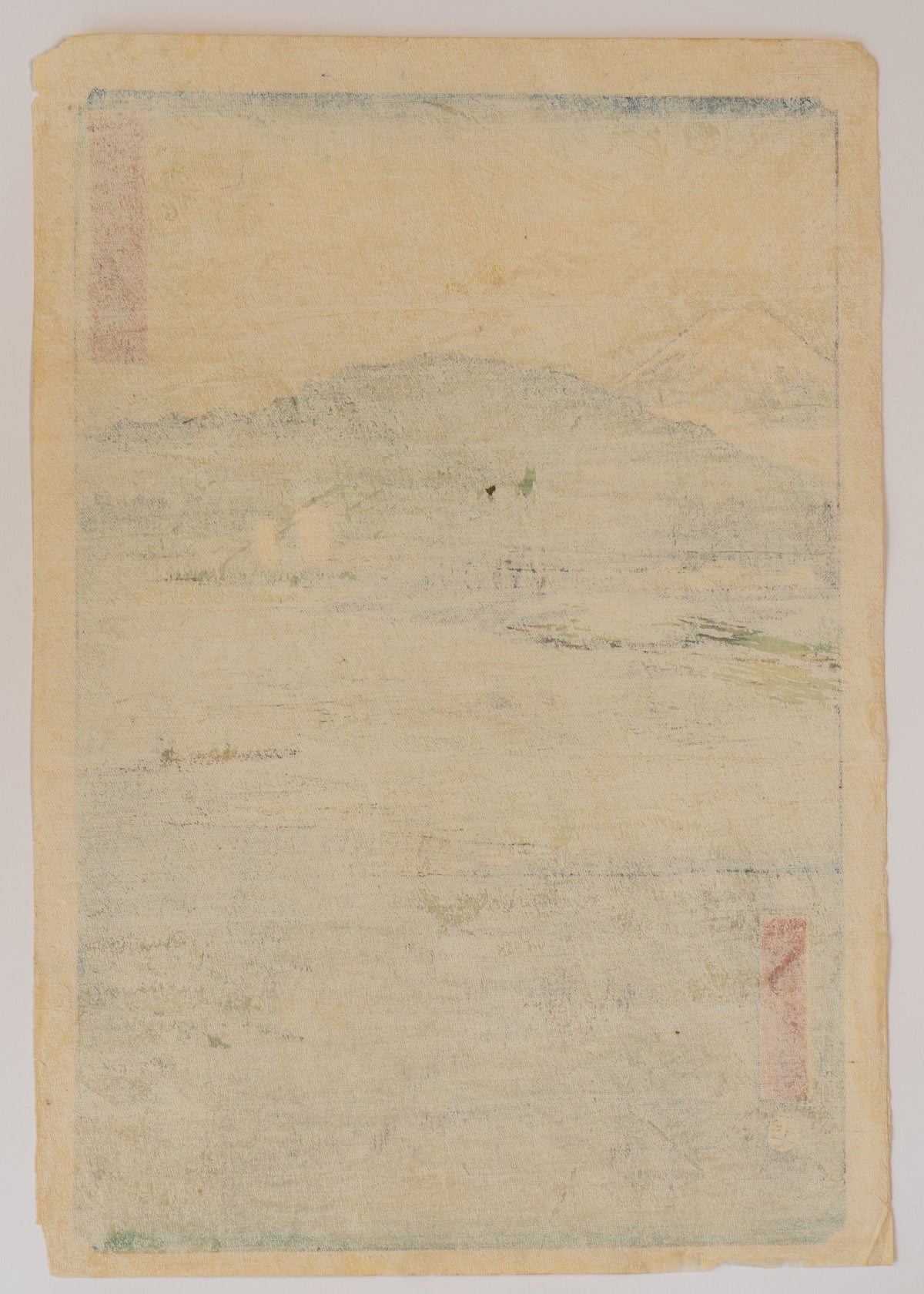 Hiratsuka: Ferry on the Banyu River and Distant View of Mount Oyama - Utagawa Hiroshige